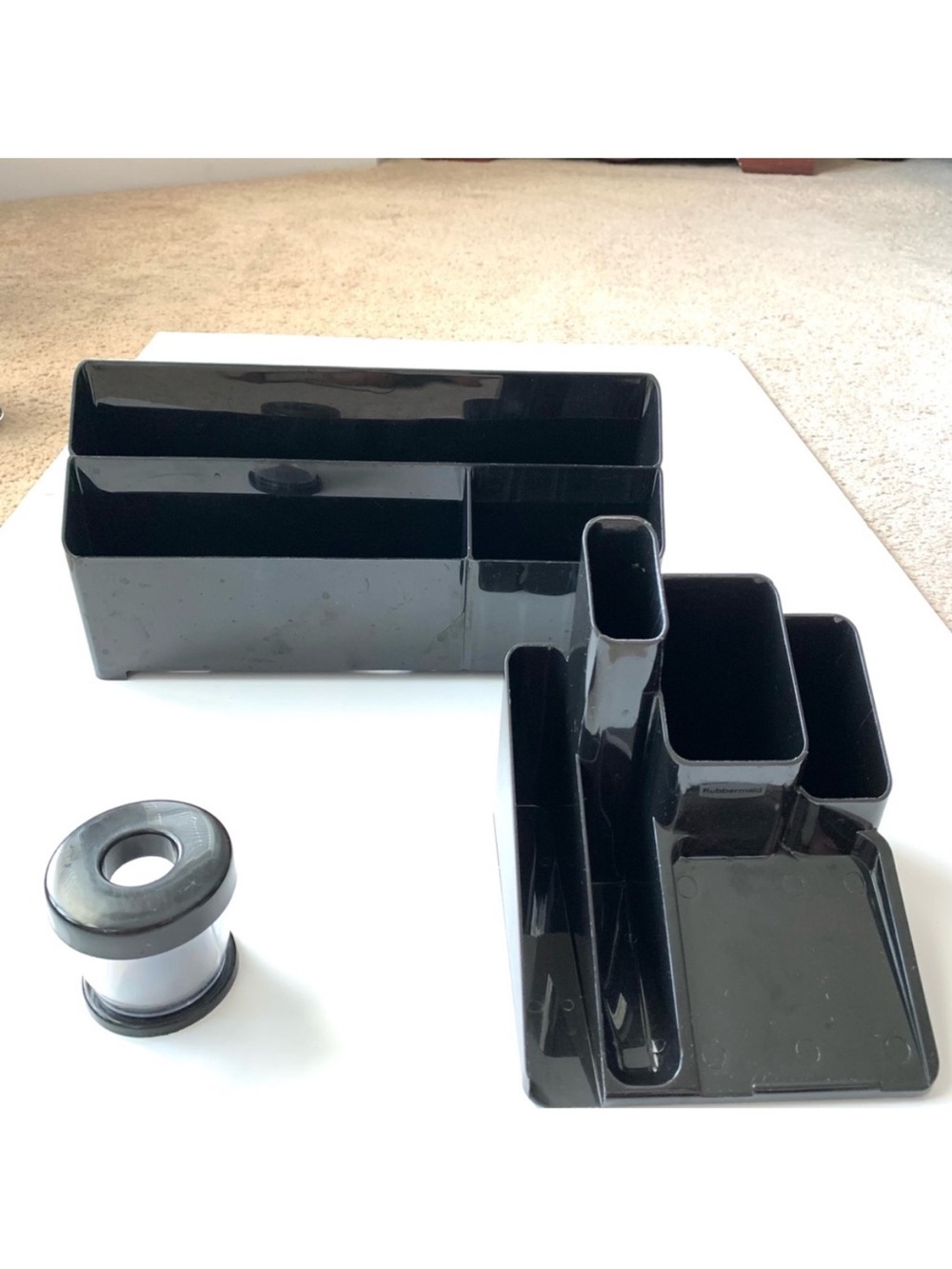 Set of 3 Office Desk Stationary Black